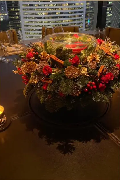 聖誕浮蠟燭枱花