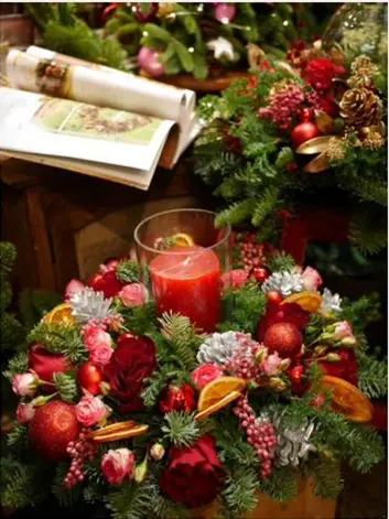 聖誕蠟燭枱花 闊28CM